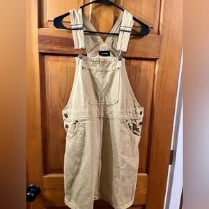 MONKI Denim Overall Jumper Skirt / Dress M Canvas Granola Hipster Cream